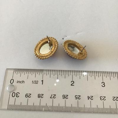 Vintage, gold, toned faux stone stud Earrings