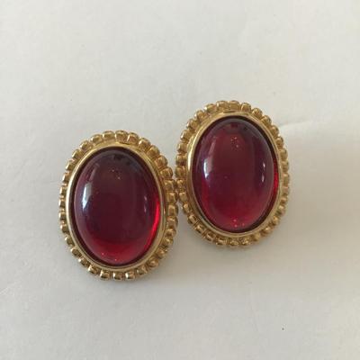 Vintage, gold, toned faux stone stud Earrings