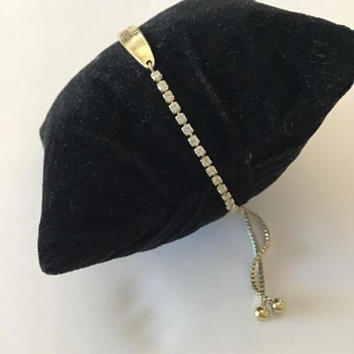 Beautiful ATI gold tone, blessed crystal rhinestone slider bracelet