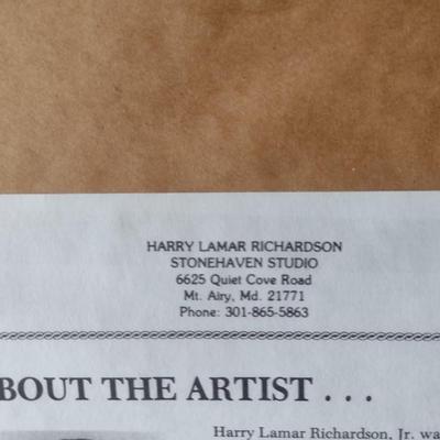 'Winter Crossing' by Harry Lamar Richardson- Numbered Print Framed Behind Glass