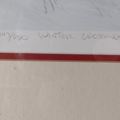'Winter Crossing' by Harry Lamar Richardson- Numbered Print Framed Behind Glass
