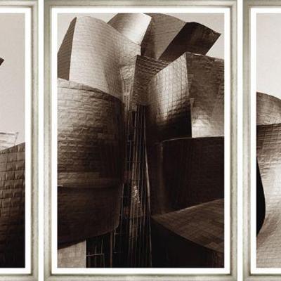 Sale Photo Thumbnail #95: Large custom framed art work  Tryptich