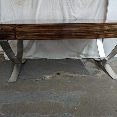 Sale Photo Thumbnail #138: ebonized zebra desk on chrome legs - offsite
