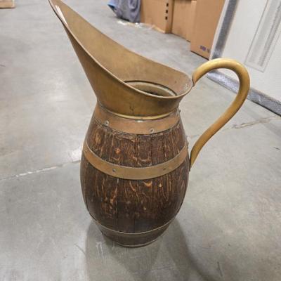 Sale Photo Thumbnail #154: Antique milk brass bound jug (2 avail) 