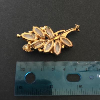 Vintage milk glass brooch