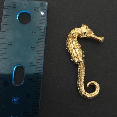 Mid-century, gold tone, seahorse brooch