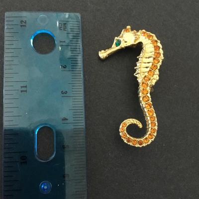 Mid-century, gold tone, seahorse brooch