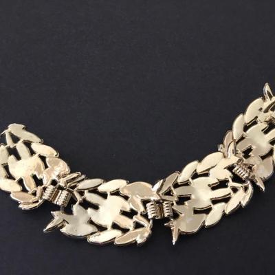 Beautiful, vintage, gold, toned, multicolored, pastel leaf bracelet