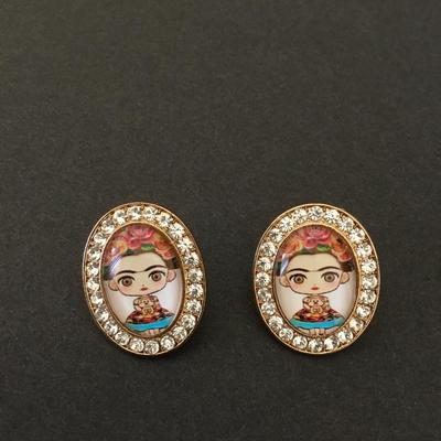 Cute glass and rhinestone hula girl earrings