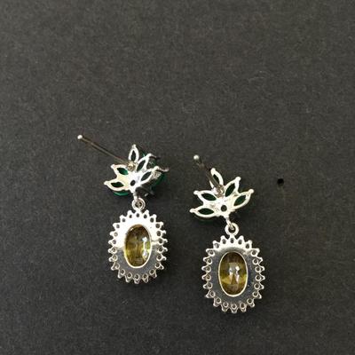 Beautiful, citrine, and Emerald dangle earrings
