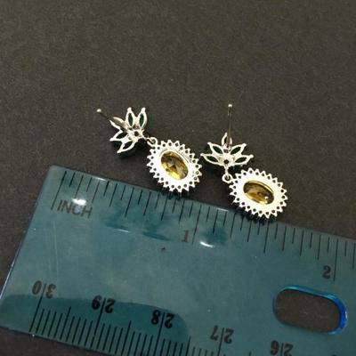 Beautiful, citrine, and Emerald dangle earrings