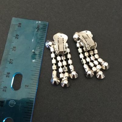 Beautiful, vintage, art deco, rhinestone clip on earrings