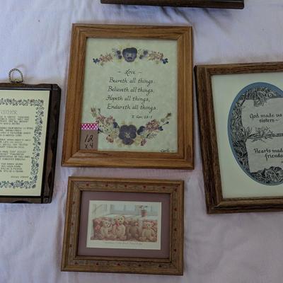 Assortment of Framed Sayings, And Plaque about a Father.