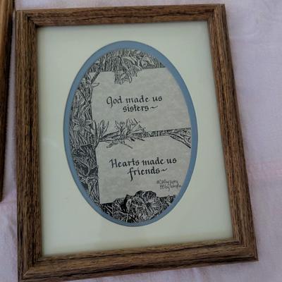 Assortment of Framed Sayings, And Plaque about a Father.
