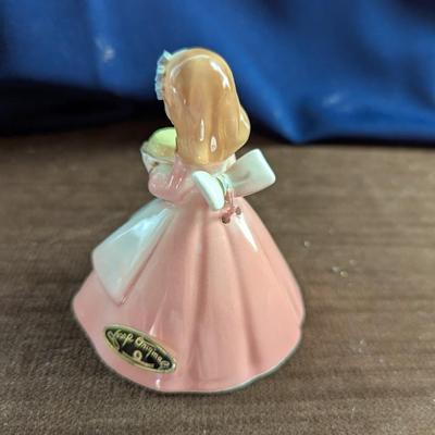 Vintage Wall Pocket, Josef, Porcelain Dinner Bell,, Edge of Shelf Pilgrim