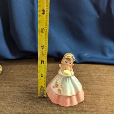 Vintage Wall Pocket, Josef, Porcelain Dinner Bell,, Edge of Shelf Pilgrim