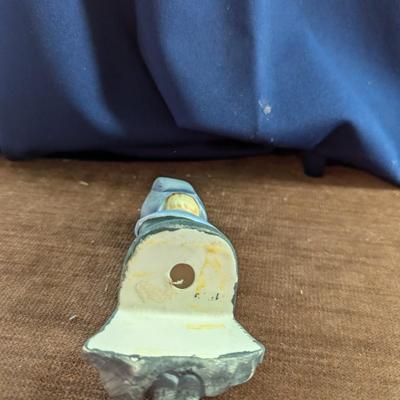 Vintage Wall Pocket, Josef, Porcelain Dinner Bell,, Edge of Shelf Pilgrim