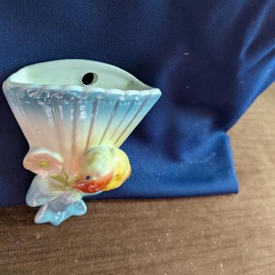 Vintage Wall Pocket, Josef, Porcelain Dinner Bell,, Edge of Shelf Pilgrim