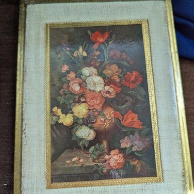 Group of Pictures...."Still Life With Flowers" Kitten with Flowers, Florentine Fruit and Floral Print, Florentine Water Pitcher...