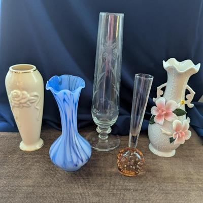 Five Beautiful Bud Vases, One Being a Lenox.