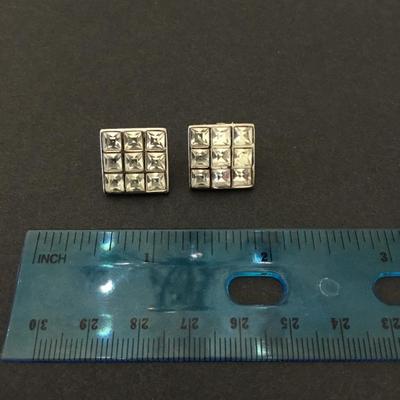 Vintage rhinestone, square stud earrings