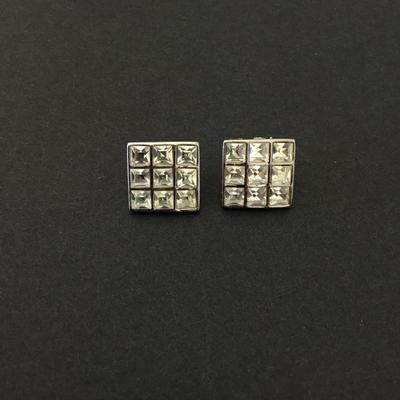 Vintage rhinestone, square stud earrings