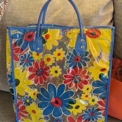 Vintage 1960's Plastic Tote Bag