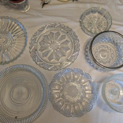 Large Lot of Glass Platters, Bowls, Egg Plate