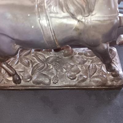 WILLIAM L GILBERT ANTIQUE CLOCK AND A BRONZE HORSE THAT HAS ALWAYS SAT ON TOP OF CLOCK