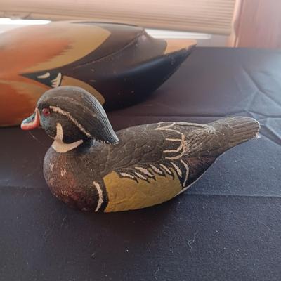2 HAND CARVED WOODEN DUCKS
