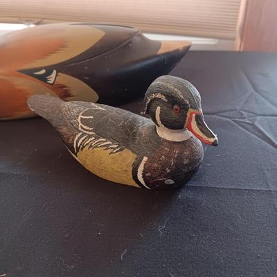 2 HAND CARVED WOODEN DUCKS