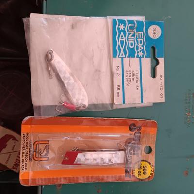 METAL TACKLE BOX FROM MONTGOMERY WARDS 1955 FILLED WITH TACKLE