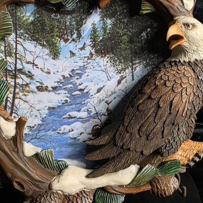 Hamilton Collection “Winter’s Flight” – Four Seasons of the Eagle – 1997 Framed Collector Plate