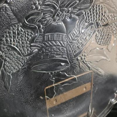 Vintage Arcoroc France Embossed Christmas Bell Glass Platter - Elegant Holiday Design