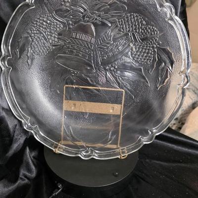 Vintage Arcoroc France Embossed Christmas Bell Glass Platter - Elegant Holiday Design