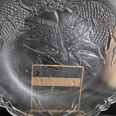 Vintage Arcoroc France Embossed Christmas Bell Glass Platter - Elegant Holiday Design