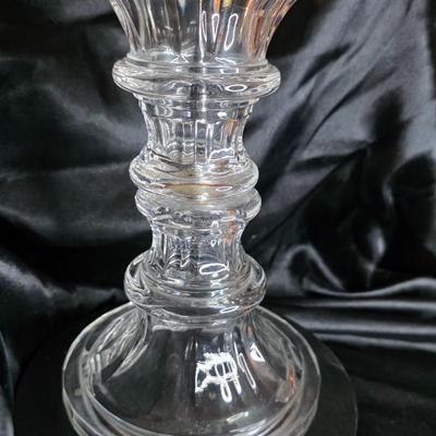 Vintage Clear Pressed Glass Pedestal Candle Holder – Heavy Molded Crystal-Style Decor