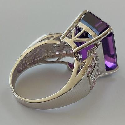 GIA CERTIFIED LAB GROWN AMETHYST RING