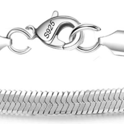 Sterling Silver Bracelets for Men Women Chain 8.3 in