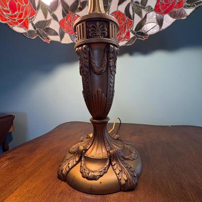 Rose Motif Stained Glass Table Lamp (EC-SF)