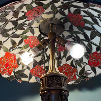 Rose Motif Stained Glass Table Lamp (EC-SF)