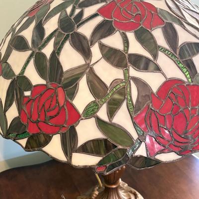 Rose Motif Stained Glass Table Lamp (EC-SF)