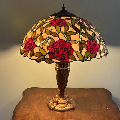 Rose Motif Stained Glass Table Lamp (EC-SF)