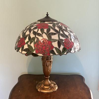 Rose Motif Stained Glass Table Lamp (EC-SF)