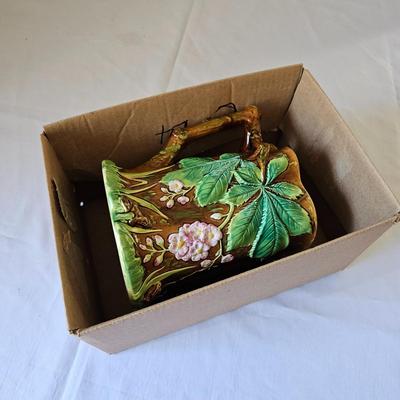 George Jones Majolica Chestnut Tree Pitcher (LR-JS)
