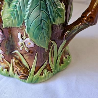 George Jones Majolica Chestnut Tree Pitcher (LR-JS)