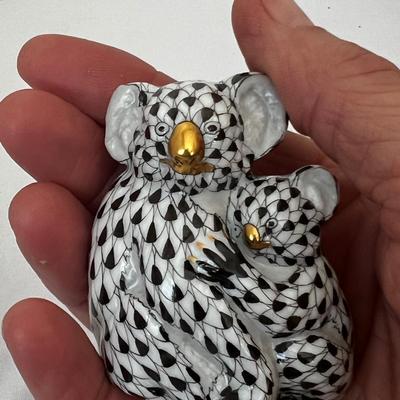 First Edition Herend Hand Painted Porcelain Koala Mother & Baby Figurine (LR-RG)