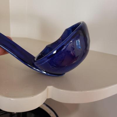 Cobalt Blue Soup Bowl/Ladle and Sunflower Platter (KN-KD)