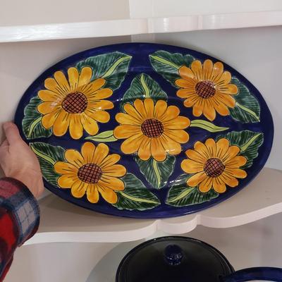 Cobalt Blue Soup Bowl/Ladle and Sunflower Platter (KN-KD)