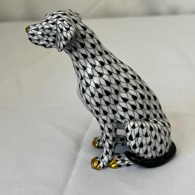 Hand Painted Herend First Edition Porcelain Seated Dog Figurine (LR-RG)